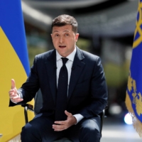 Ukraine President Volodymyr Zelenskiy speaks during a news conference in Kyiv in May. | REUTERS