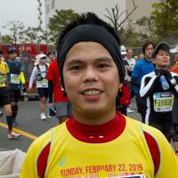 Sandy Santos, Staff nurse, 33 (Filipino): I joined the run today because I want to do the major marathons, and it is also something that makes me healthy. Also, it is close to my home in the Philippines even though now I live and work in Ireland. | COURTESY OF JAPAN FEDERATION OF BAR ASSOCIATIONS, SUPREME COURT OF JAPAN, MINISTRY OF JUSTICE, JAPAN FEDERATION OF SHIHOSHOSHI LAWYERS ASSOCIATION, JAPAN PATENT ATTORNEYS ASSOCIATION, JAPAN FEDERATION OF LABOR AND SOCIAL SECURITY ATTORNEYS ASSOCIATIONS, JAPAN FEDERATION OF CERTIFIED PUBLIC TAX ACCOUNTANTS, COLIN P.A. JONES